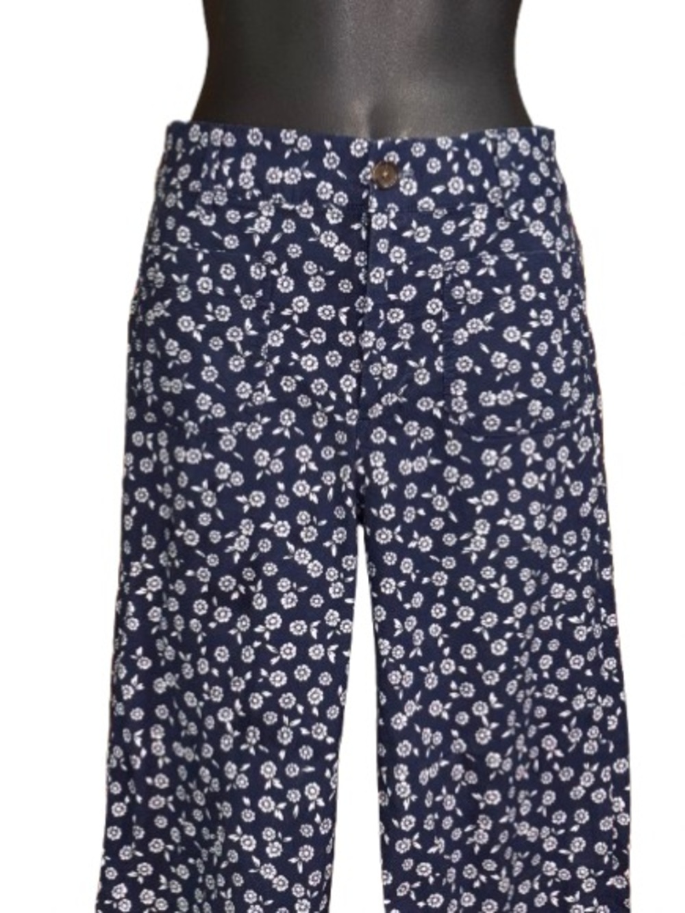 J.Crew Lizzie high-rise wide-leg pants navy blue white floral print size 24 - Picture 3 of 13